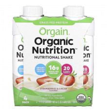 Organic Nutrition, Grass-Fed Protein Shake, Sweet Vanilla Bean, 4 Pack, 11 fl oz (330 ml) Each