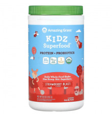 Amazing Grass, Kidz Superfood, протеин и пробиотики, клубничный взрыв, 255 г (8,9 унции)