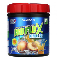 ALLMAX, Isoflex Chiller, сверхчистый 100%-ный изолят сывороточного протеина (фильтрация ИСП частицами, заряженными ионами), цитрусово-персиковое ощущение, 2 фунта (907 г)