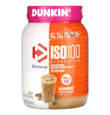 Dymatize, ISO100, гидролизованный, 100% изолят сывороточного протеина, Dunkin 'Cappuccino, 610 г (1,3 фунта)