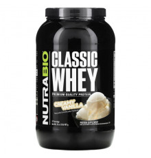 NutraBio, Classic Whey Protein, сливочный ваниль, 907 г (2 фунта)