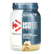 Dymatize, ISO 100, гидролизованный 100% изолят сывороточного протеина, ванильный вкус, 610 г (1,34 фунта)