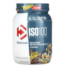 Dymatize, ISO100, гидролизованный, 100% изолят сывороточного протеина, галька какао, 640 г (1,4 фунта)