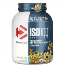 Dymatize, ISO100, гидролизованный, 100% изолят сывороточного протеина, фруктовые шарики, 1,4 кг (3 фунта)