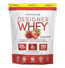 Designer Wellness, Designer Whey, натуральный 100%-ный сывороточный белок, французская ваниль, 340 г