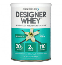 Designer Wellness, Designer Whey, натуральный 100%-ный сывороточный белок, французская ваниль, 340 г