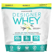 Designer Wellness, Designer Whey, натуральный 100%-ный сывороточный белок, французская ваниль, 340 г