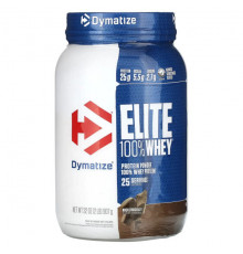 Dymatize, Elite, порошок из 100% сывороточного протеина, насыщенный шоколад, 907 г (2 фунта)