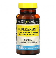 Mason Natural, Super Energy с гуараной, женьшенем и кольским орехом, 60 таблеток