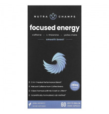 NutraChamps, Focused Energy, 60 Easy-to-Swallow Veggie Capsules