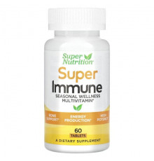 Super Nutrition, Super Immune, мультивитаминный комплекс с глутатионом для укрепления иммунитета, 60 таблеток