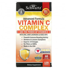 Vitamin C Complex with Zinc, Bioflavonoids & Rose Hips, 120 Capsules