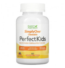 Super Nutrition, Perfect Kids, мультивитаминный комплекс для детей, вкус лесных ягод, 60 вегетарианских жевательных таблеток