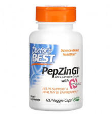 Doctor's Best, PepZin GI, комплекс цинк-L-карнозина, 120 вегетарианских капсул