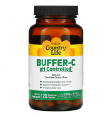 Country Life, Buffer-C pH Controlled, 500 мг, 120 вегетарианских капсул