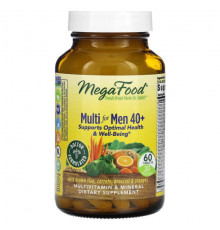 MegaFood, Multi for Men 40+, комплекс витаминов и микроэлементов для мужчин старше 40 лет, 60 таблеток