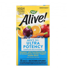 Alive! Men's 50+ Ultra Potency Complete Multivitamin, 60 Tablets