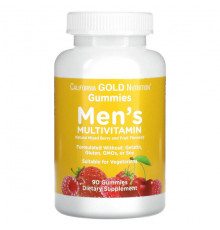 California Gold Nutrition, жевательные мультивитамины для мужчин, без желатина и глютена, ягодно-фруктовый вкус, 90 жевательных таблеток