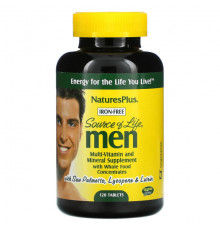 Source of Life Men, Multivitamin & Mineral Supplement with Concentrated Whole Foods, Iron-Free, 120 Tablets