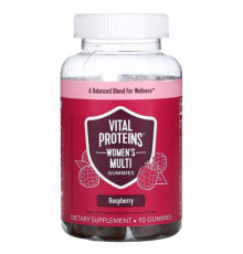 Vital Proteins, Мультивитамины для женщин, малина, 90 жевательных таблеток