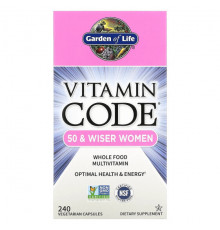 Garden of Life, Vitamin Code, мультивитамины из цельных продуктов для женщин от 50 лет, 240 вегетарианских капсул