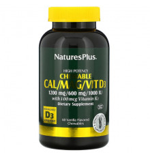 NaturesPlus, Жевательные таблетки Cal / Mag / Vit D3, шоколад, 60 жевательных таблеток