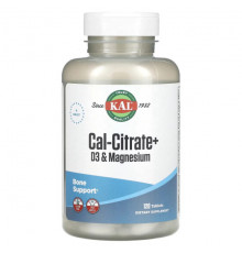 KAL, Cal-Citrate+, витамин D3 и магний, 120 таблеток