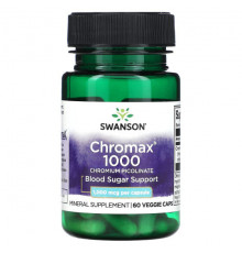 Swanson, Chromax 1000, пиколинат хрома, 1000 мкг, 60 растительных капсул