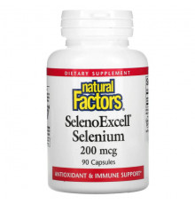 Natural Factors, SelenoExcell, селен, 200 мкг, 90 капсул