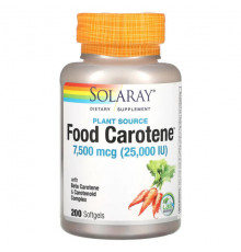 Solaray, Food Carotene, 7,500 mcg (25,000 IU), 200 Softgels