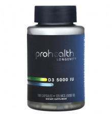 ProHealth Longevity, D3, 125 мкг (5000 МЕ), 100 капсул