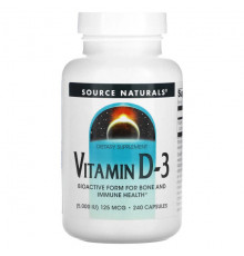 Source Naturals, витамин D3, 5000 МЕ, 120 капсул