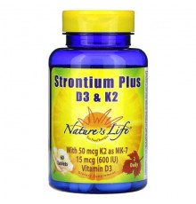 Nature's Life, Strontium Plus, витамины D3 и K2, 60 таблеток