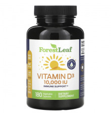 Vitamin D3, 250 mcg (10,000 IU), 180 Vegetable Capsules