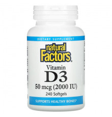 Natural Factors, витамин D3, 50 мкг (2000 МЕ), 120 капсул