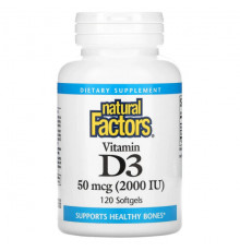 Natural Factors, витамин D3, 50 мкг (2000 МЕ), 120 капсул