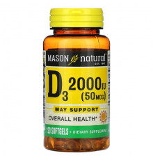 Mason Natural, витамин D3, 50 мкг (2000 МЕ), 120 капсул