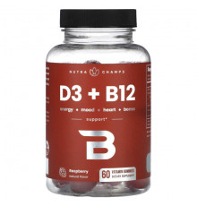 NutraChamps, D3 + B12, Raspberry, 60 Vitamin Gummies