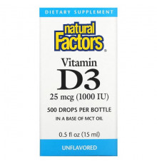 Vitamin D3 Drops, Unflavored, 25 mcg (1,000 IU), 0.5 fl oz (15 ml)