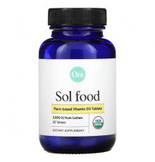 Ora, Sol Food, растительный витамин D3, 2000 МЕ, 30 таблеток