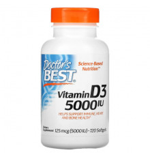 Doctor's Best, витамин D3, 25 мкг (1000 МЕ), 180 капсул