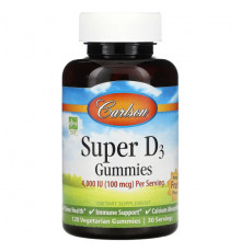 Super D3 Gummies, Natural Fruit, 4,000 IU, 120 Vegetarian Gummies (25 mcg (1,000 IU) per Gummy)