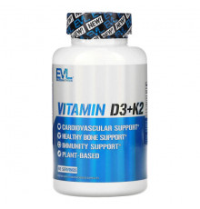 EVLution Nutrition, витамины D3 и К2, 60 вегетарианских капсул