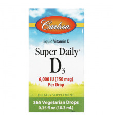 Carlson, Super Daily D3, 1000 МЕ, 10,3 мл (0,35 жидк. унции)