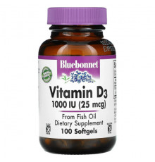 Bluebonnet Nutrition, Vitamin D3, 1,000 IU (25 mcg), 100 Softgels