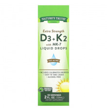 Nature's Truth, Extra Strength D3 + K2 с жидкими каплями MK-7, 59 мл (2 жидк. Унции)