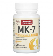 Jarrow Formulas, MK-7, витамин K2 в форме MK-7, 90 мкг, 120 мягких таблеток