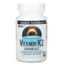 Source Naturals, Преимущества Витамина K2, 2,200 мкг, 60 таблеток