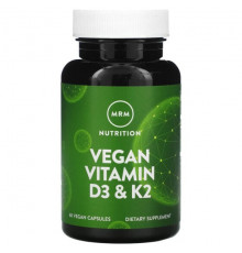 MRM Nutrition, веганские витамины D3 и K2, 62,5 мкг (2500 МЕ), 60 веганских капсул