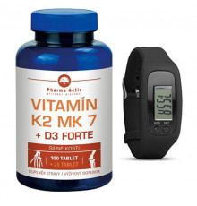 Vitamin K2 MK7 + D3 Forte 100 tbl. + 25 tbl. ZD ARMA + Fitness bracelet with pedometer